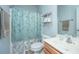 Bathroom with a sink and vanity, with an Eiffel Tower shower curtain at 309 Hathaway Dr, Goose Creek, SC 29445
