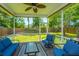 Comfortable screened patio with stylish furniture and a tranquil outdoor setting at 309 Hathaway Dr, Goose Creek, SC 29445