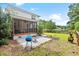 Backyard featuring a patio, well-kept lawn, and access to pond at 340 Stefan Dr, Charleston, SC 29412