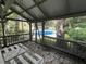 Screened porch featuring backyard swimming pool and mature trees at 3646 Hilton Dr, Johns Island, SC 29455