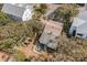 Aerial view of a single-Gathering home with a private backyard and mature trees at 504 W Ashley Ave, Folly Beach, SC 29439