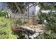 Serene backyard with pond, seating and wooded privacy fence at 504 W Ashley Ave, Folly Beach, SC 29439