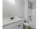 Cozy bathroom with single sink vanity with modern fixtures and a tub-shower combo at 104 Brightwood Dr, Huger, SC 29450