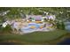 Aerial view of community pool and clubhouse with tennis courts, green space, and beautiful landscaping at 105 Barker Street, Summerville, SC 29486