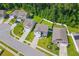 Aerial view of a residential neighborhood with well-maintained homes, green lawns, and tree-lined streets for a peaceful setting at 108 Rusting Link Rd, Summerville, SC 29483