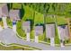 Aerial view of a residential neighborhood with well-maintained yards, tree coverage, and peaceful surroundings at 108 Rusting Link Rd, Summerville, SC 29483