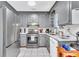 Modern kitchen featuring sleek gray cabinets, white countertops, and stainless steel appliances at 208 Janice St, Goose Creek, SC 29445