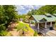 Aerial view showcases playground equipment next to an open-air pavilion, set amidst lush greenery at 2312 Rushland Landing Rd, Johns Island, SC 29455