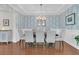 Elegant dining room features stylish wallpaper, wainscoting, and a modern chandelier at 292 Calm Water Way, Summerville, SC 29486