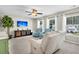Inviting living room with comfortable seating, a modern TV, and an abundance of natural light at 292 Calm Water Way, Summerville, SC 29486