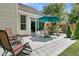 Patio featuring lounge chairs, an outdoor table, an umbrella, and lush garden at 3257 Heathland Way, Mount Pleasant, SC 29466