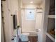 Bright bathroom featuring tub/shower combo, subway tile, and modern fixtures at 3480 Johan Blvd, Johns Island, SC 29455