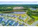Aerial view showcasing a residential area near a pond and green construction site at 357 Parish Farms Dr, Summerville, SC 29486