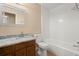 Bathroom with a granite vanity, undermount sink, toilet, and tub and shower combination at 8116 Long Shadow Ln, North Charleston, SC 29406