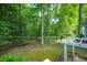 View of backyard with open pergola provides an inviting outdoor space next to lush trees at 9175 Spring Branch Ct, North Charleston, SC 29406