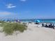 Sandy beach scene filled with people and colorful canopies under a clear blue sky at 1001 Palmetto Blvd, Edisto Island, SC 29438