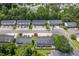 Aerial perspective of a townhouse community featuring organized parking and a well-maintained green area at 1064 Lexi Ct, Ladson, SC 29456
