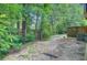 View of the sandy backyard surrounded by a wooded area and a wooden fence in the distance at 1184 Dingle Rd, Mount Pleasant, SC 29466
