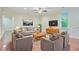 Cozy living room featuring hardwood floors, a ceiling fan, and comfortable neutral-toned furniture at 1184 Dingle Rd, Mount Pleasant, SC 29466