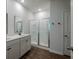 Bathroom features a double sink vanity, stylish fixtures, and a glass-enclosed shower at 123 Lagoona Dr, Summerville, SC 29483