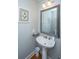 Stylish powder room featuring a pedestal sink, elegant mirror, and decor for a charming and inviting space at 125 Pier View St # 408, Charleston, SC 29492