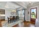 Dining room with hardwood floors, decorative rug, and modern chandelier at 1722 Trewin Ct, Charleston, SC 29492