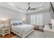 Tranquil primary bedroom with tray ceiling, plush rug and comfortable furniture at 1722 Trewin Ct, Charleston, SC 29492
