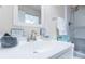 Bright bathroom with vanity, sink, mirror, and shower at 2186 Spoleto Ln, North Charleston, SC 29406