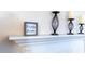 White mantel decor with 'Happy Home' sign and decorative candle holders at 2186 Spoleto Ln, North Charleston, SC 29406