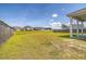 Expansive backyard featuring a well-maintained lawn, sturdy fence, and a covered patio for outdoor gatherings at 299 Lucca Dr, Summerville, SC 29486