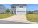 Charming two-story home with white siding, a well-manicured lawn, and a two car garage at 299 Lucca Dr, Summerville, SC 29486