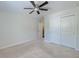 Bedroom view features a ceiling fan, large closet, and access to the bathroom at 3018 Vincent Astor Dr, Johns Island, SC 29455