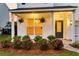 Inviting front porch featuring hanging plants, lush landscaping, and an elegant front door at 3018 Vincent Astor Dr, Johns Island, SC 29455