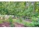 Lush backyard with white picket fence and mature trees, perfect for outdoor entertaining at 3798 Sawmill Ct, Mount Pleasant, SC 29429