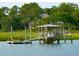 A dock with a gazebo and kayak sits along a marshy waterfront at 510 Traders Aly, Mount Pleasant, SC 29464
