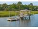 Waterfront gazebo dock with seating and kayak landing at 510 Traders Aly, Mount Pleasant, SC 29464