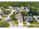 Neighborhood aerial view showcasing the well-maintained homes surrounded by lush trees with an asphalt road at 518 Cecilia Cove Dr, Charleston, SC 29412