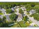 An aerial view shows a well-maintained neighborhood, mature trees, and homes with spacious yards at 518 Cecilia Cove Dr, Charleston, SC 29412