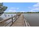 View of wooden dock with railings stretching over the water toward the opposite shore at 8327 Childs Cove Cir, North Charleston, SC 29418