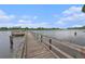 View of wooden dock with railings stretching over the water toward the opposite shore at 8327 Childs Cove Cir, North Charleston, SC 29418