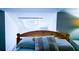 Close-up of a comfy bed with a skylight window overhead at 837 Club Cottage Rd, Edisto Island, SC 29438