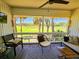 Relaxing screened porch with seating, golf course views, and bright natural light at 837 Club Cottage Rd, Edisto Island, SC 29438