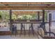 Charming outdoor bar with seating, decor, and a view of the lush backyard at 138 Brant Acres Ln, Bonneau, SC 29431