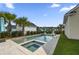 Backyard pool with a hot tub featuring palm trees, providing a resort-like ambiance at 1713 Banning St, Mount Pleasant, SC 29466