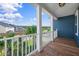 Balcony view of the neighborhood from a home with blue siding and white trim at 202 Buttercup Ln, Summerville, SC 29486