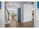 View of foyer with stairs and entry to kitchen and front door at 202 Buttercup Ln, Summerville, SC 29486