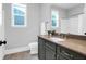 Clean bathroom featuring a modern vanity with neutral countertop and shower at 217 Quimby Hill Dr, Huger, SC 29450