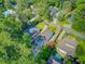 An aerial view showcases a house with a pool and backyard with mature, shady trees at 316 Simmons Ave, Summerville, SC 29483