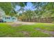 Large grassy backyard with mature trees, privacy fence and ample room for gardening at 316 Simmons Ave, Summerville, SC 29483