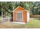 Storage shed in fenced back yard, offering extra space for tools and outdoor equipment at 350 Cypress Walk Way, Wando, SC 29492